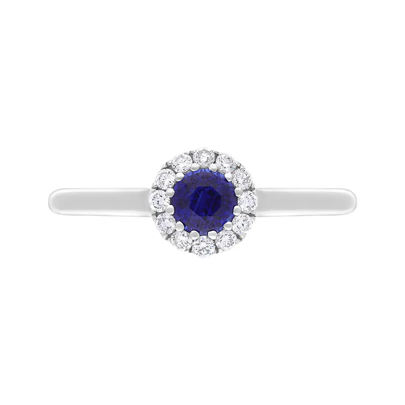 18ct White Gold Sapphire Diamond Round Cluster Ring