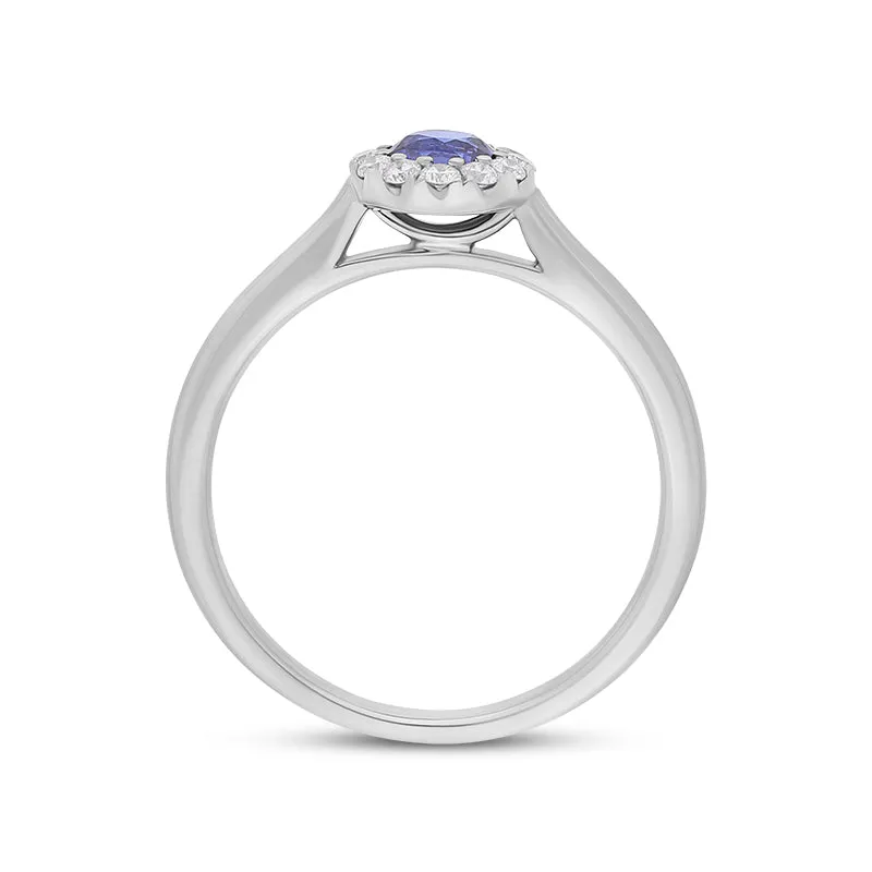 18ct White Gold Sapphire Diamond Round Cluster Ring