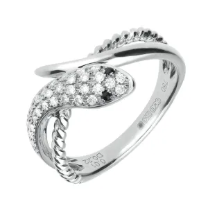 18ct White Gold Whitby Jet Diamond Twist Snake Ring