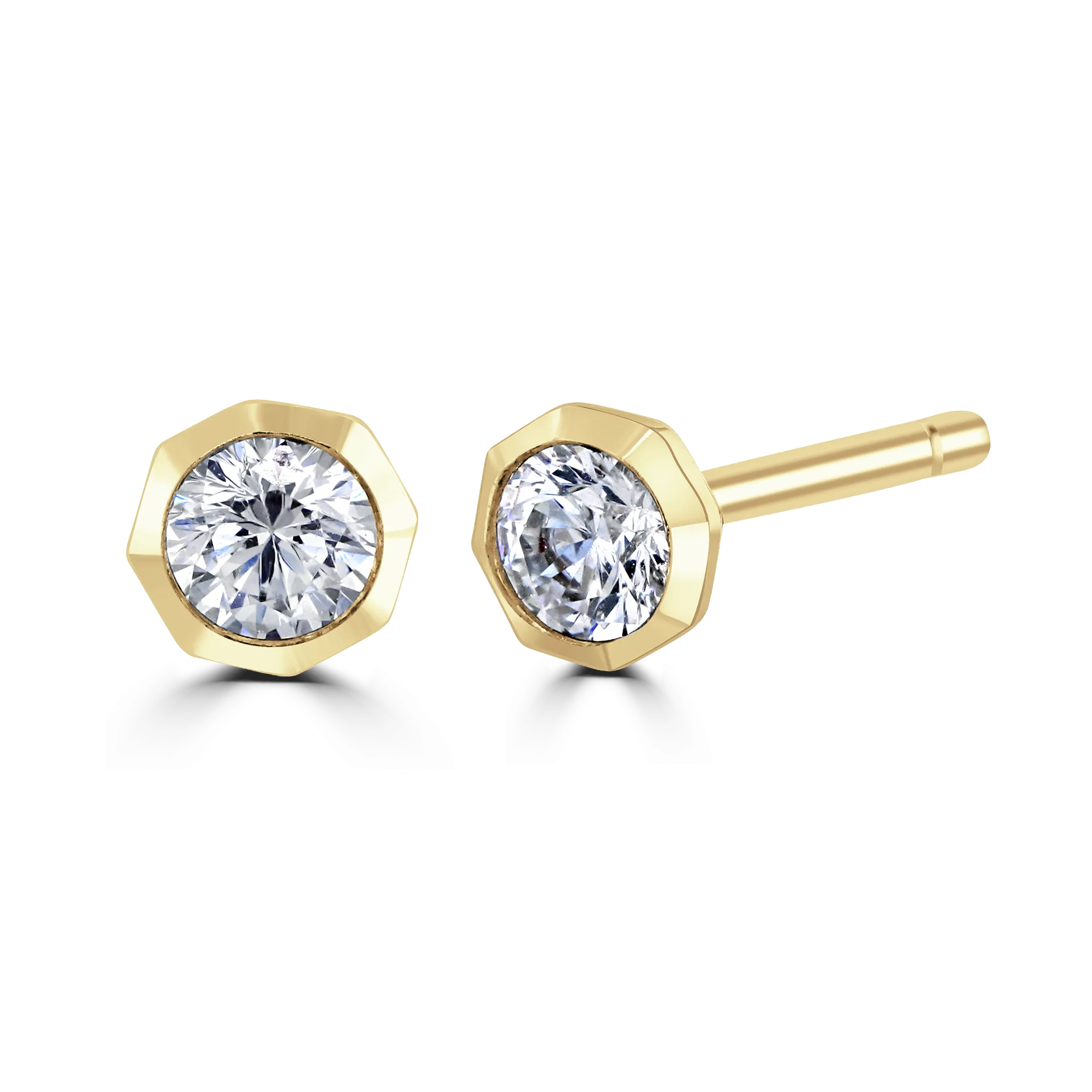 18ct Yellow Gold 0.25ct Diamond Solitaire Octagonal Stud Earrings