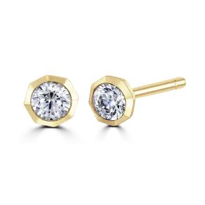 18ct Yellow Gold 0.25ct Diamond Solitaire Octagonal Stud Earrings