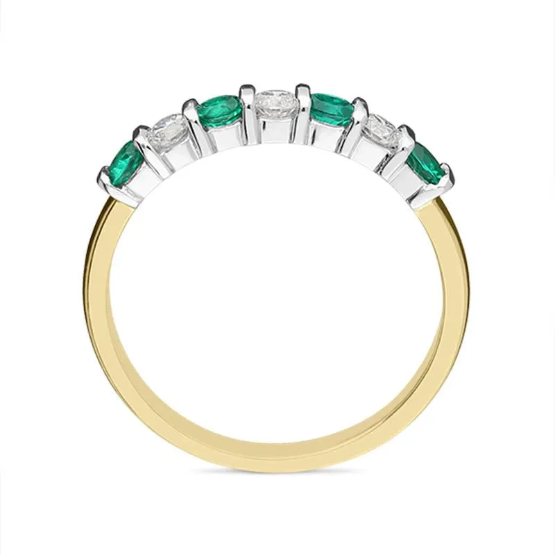 18ct Yellow Gold 0.32ct Emerald Diamond Bar Set Ring