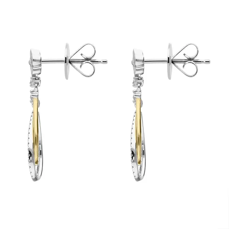 18ct Yellow Gold 0.35ct Diamond Flower Top Pear Drop Earrings