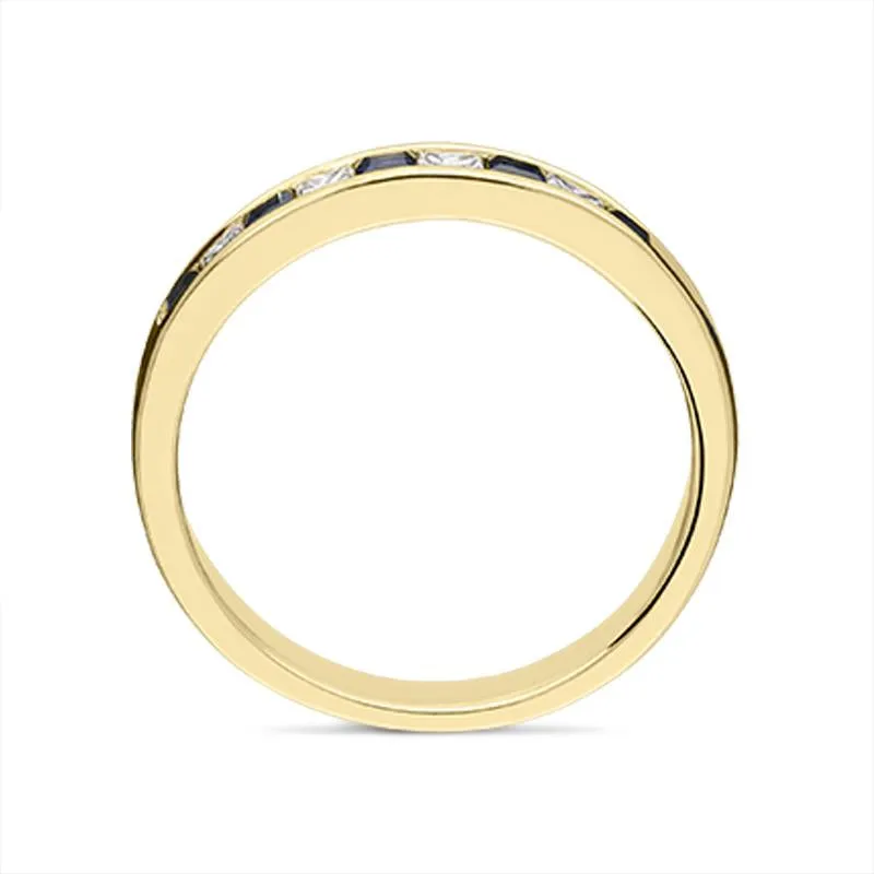 18ct Yellow Gold 0.36ct Sapphire Diamond Half Eternity Ring