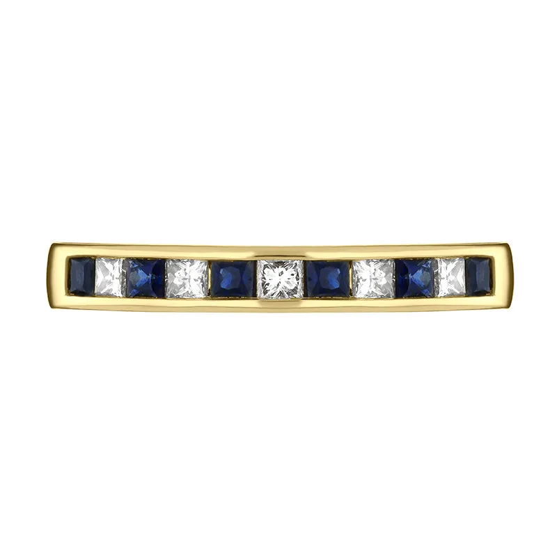 18ct Yellow Gold 0.36ct Sapphire Diamond Half Eternity Ring