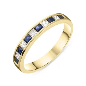 18ct Yellow Gold 0.36ct Sapphire Diamond Half Eternity Ring