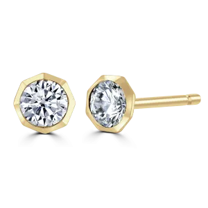 18ct Yellow Gold 0.50ct Diamond Solitaire Octagonal Stud Earrings