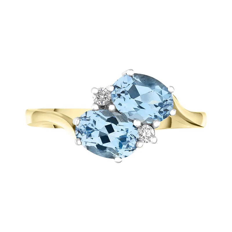 18ct Yellow Gold 1.36ct Aquamarine Diamond Twist Ring