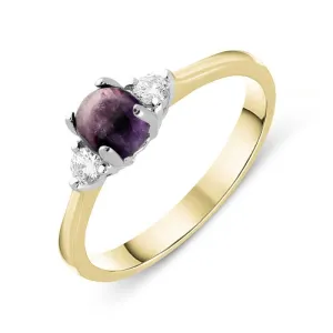 18ct Yellow Gold Blue John Diamond Round Claw Set Ring