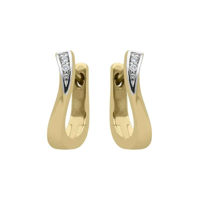 18ct Yellow Gold Diamond Curved Hoop Earrings
