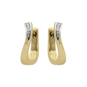 18ct Yellow Gold Diamond Curved Hoop Earrings
