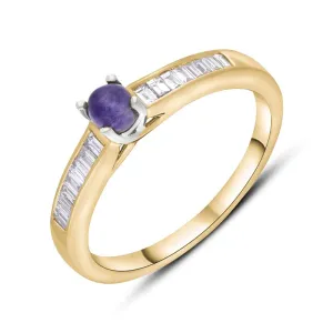 18ct Yellow White Gold Blue John Diamond 0.20ct Round Claw Set Ring
