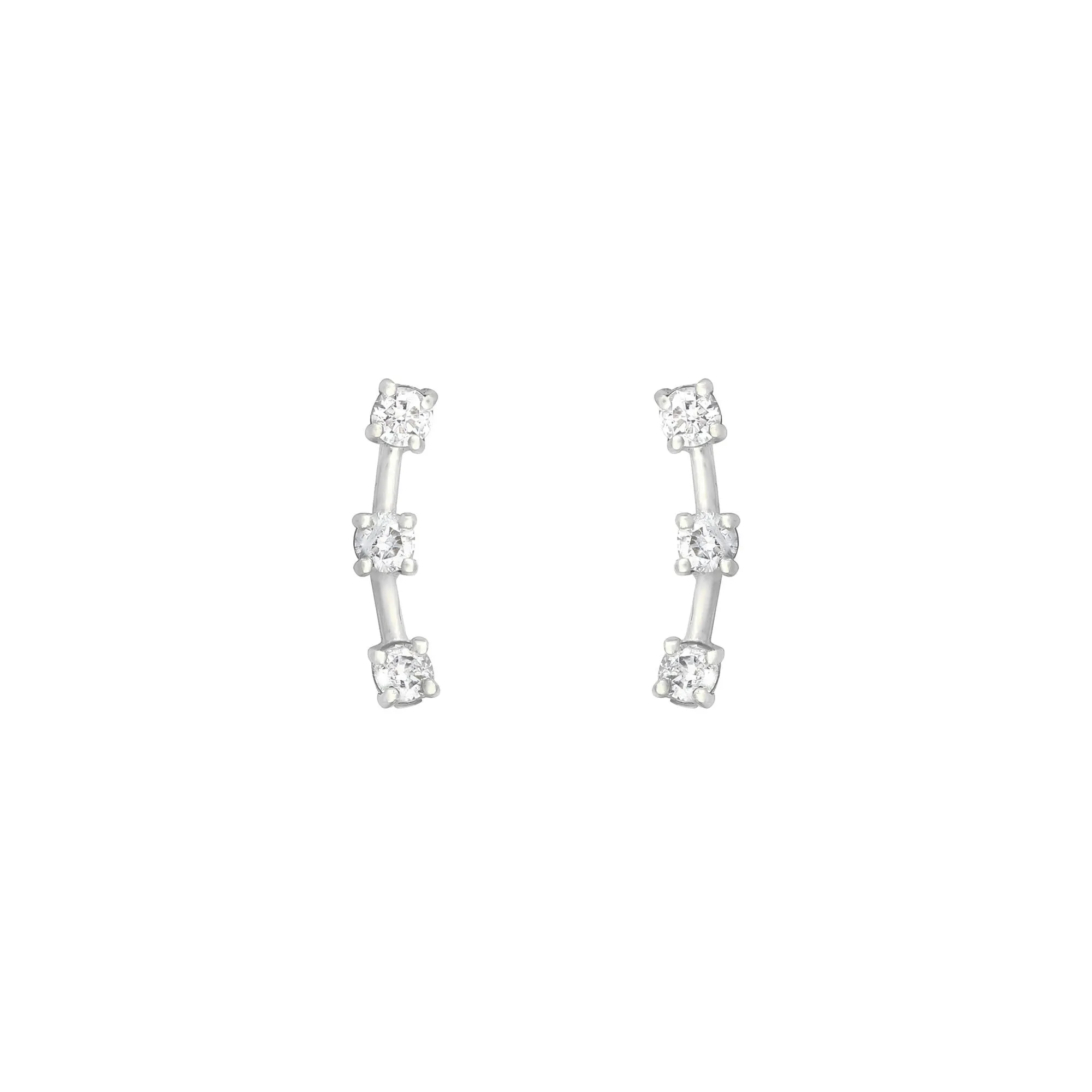 3 Stone Climber 18K White Gold Stud w. Diamond