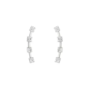 4 Stone Climber 18K White Gold Stud w. Diamond