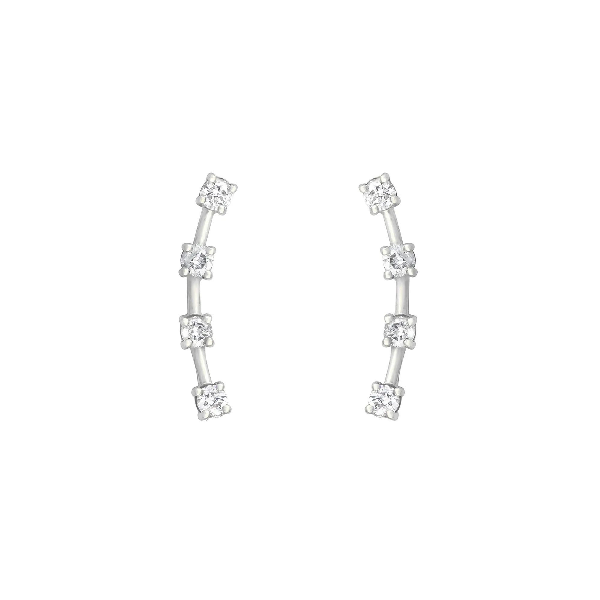 4 Stone Climber 18K White Gold Stud w. Diamond