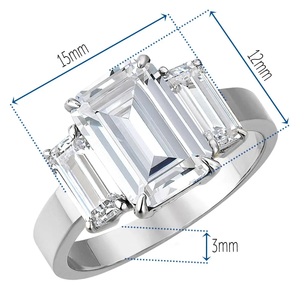 7.75 ct. t.w. Impressive Emerald Cut Trilogy Ring