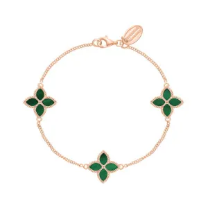 9ct Rose Gold Malachite Eden Marquise Flower Bracelet