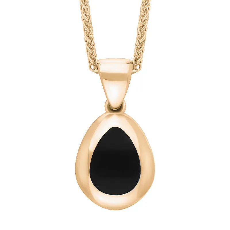 9ct Rose Gold Whitby Jet Cross Pear Shape Necklace