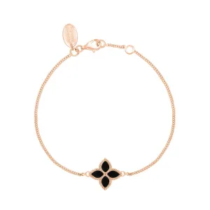 9ct Rose Gold Whitby Jet Eden Marquise Flower Bracelet