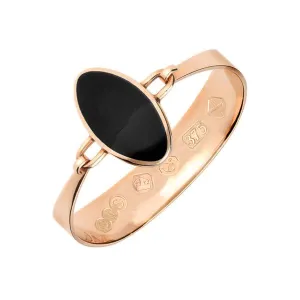 9ct Rose Gold Whitby Jet Oval Stone Heavy Bangle