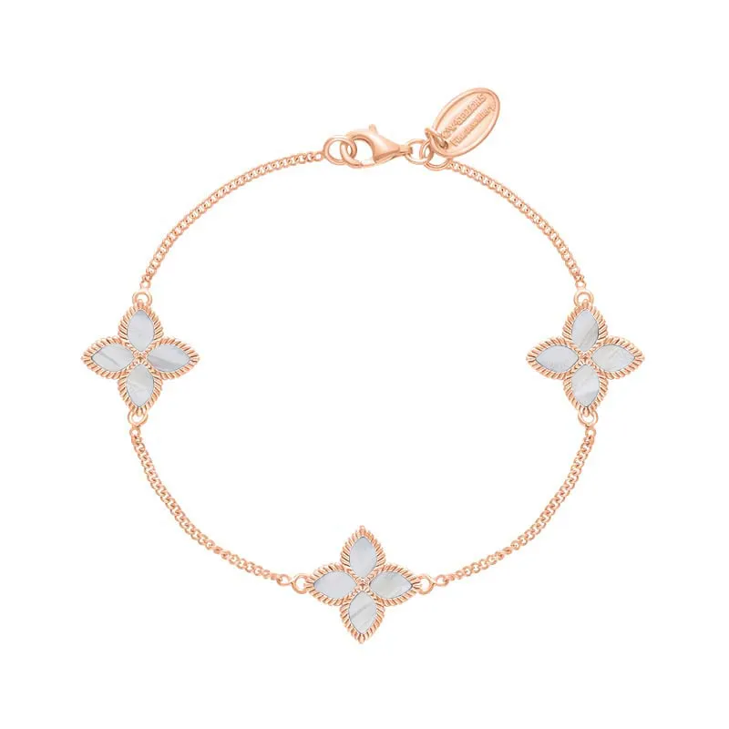 9ct Rose Gold White Mother of Pearl Eden Marquise Flower Bracelet