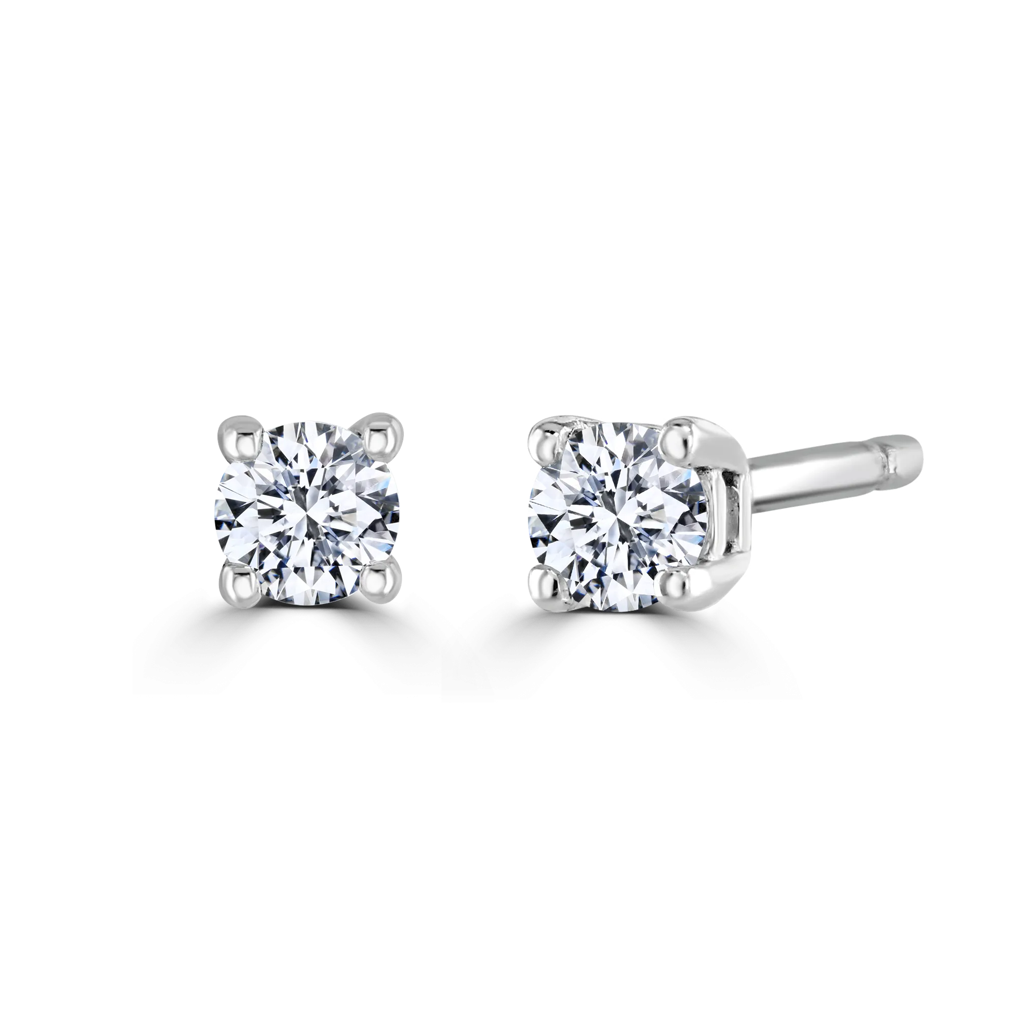 9ct White Gold 0.15ct Diamond Solitaire Stud Earrings