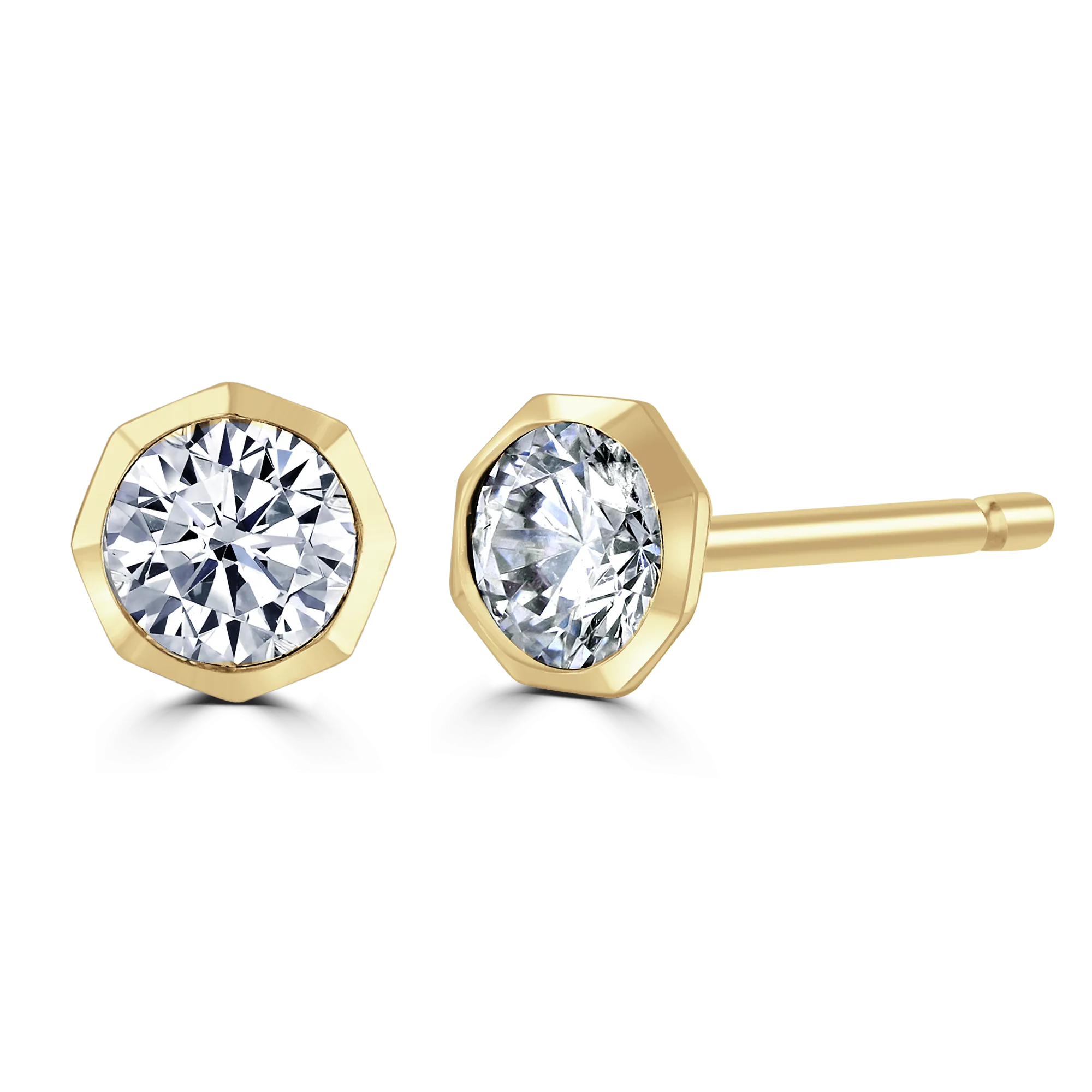 9ct Yellow Gold 0.50ct Diamond Solitaire Octagonal Stud Earrings