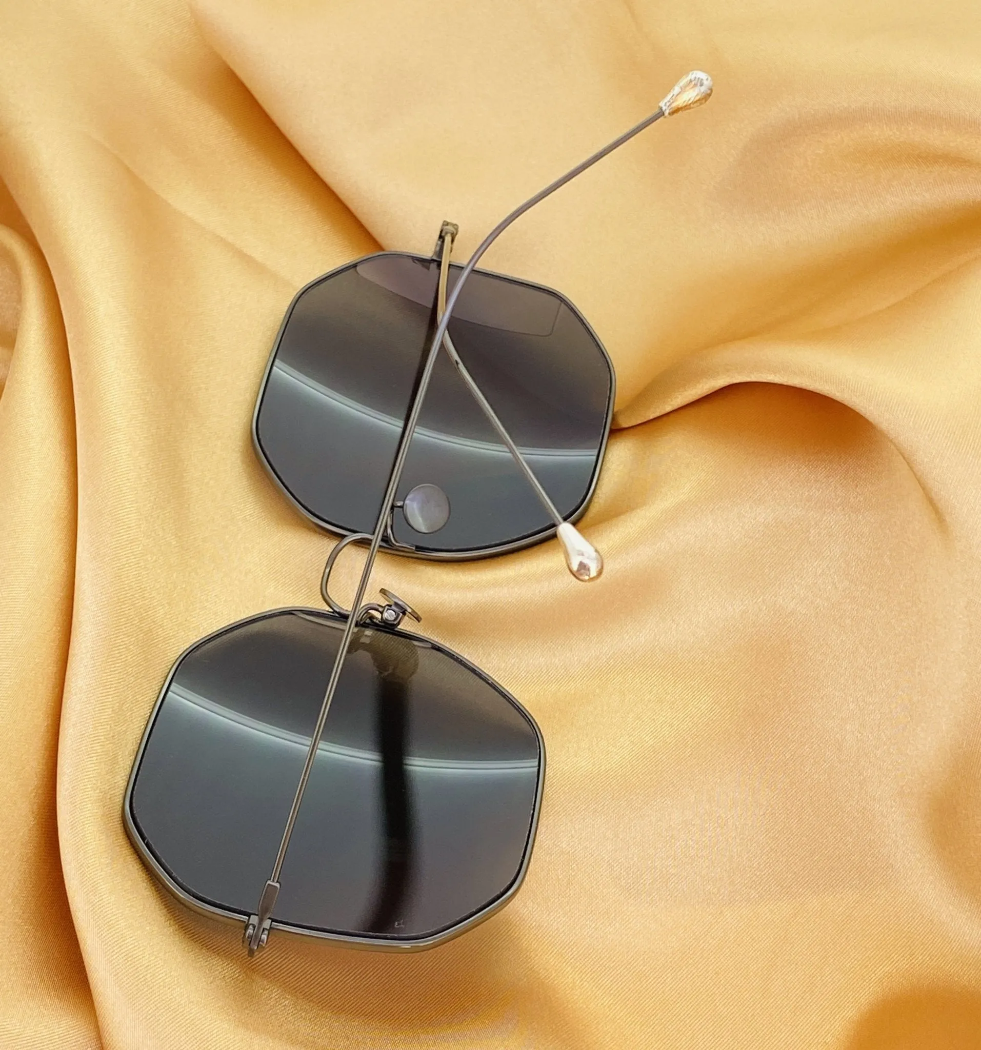 Ann Demeulemeester Sunglasses Oversized Gun Metal and Grey