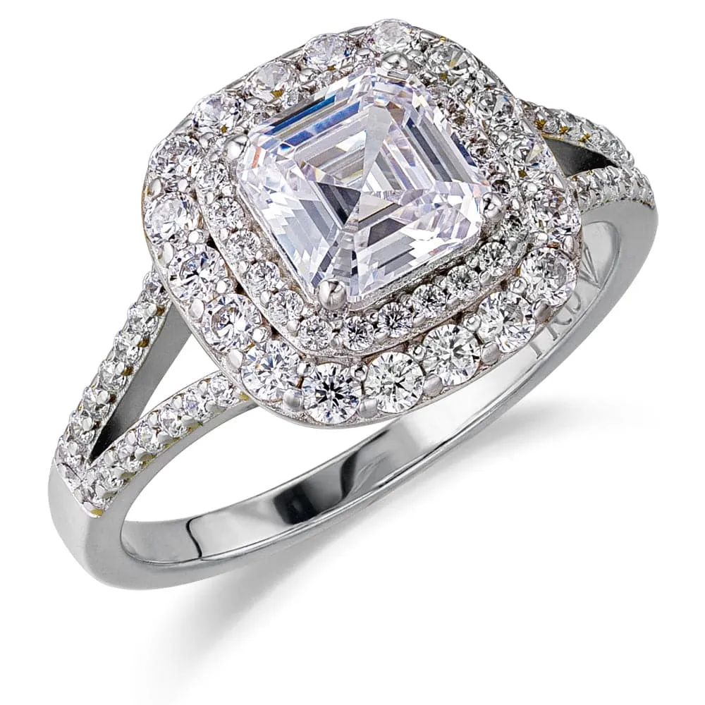 Asscher Cut Double Halo Ring