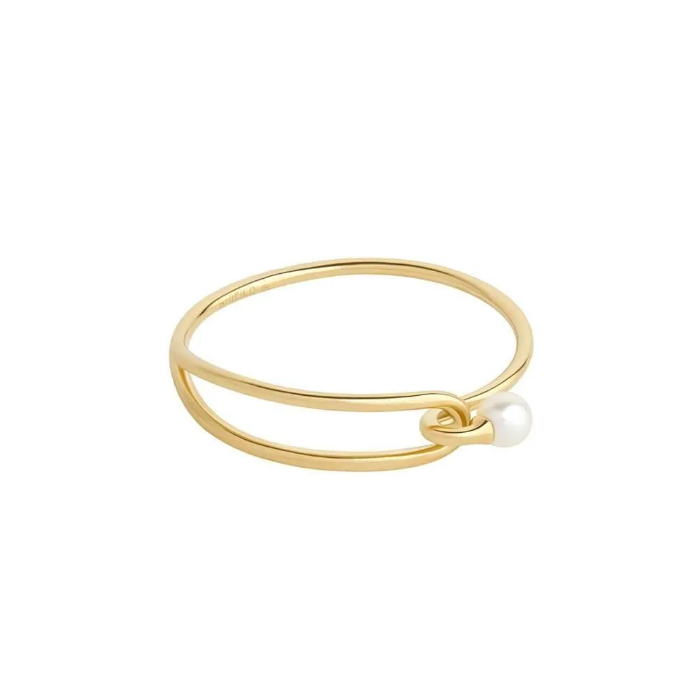 Astra Lunar 18K Gold Ring w. Pearl