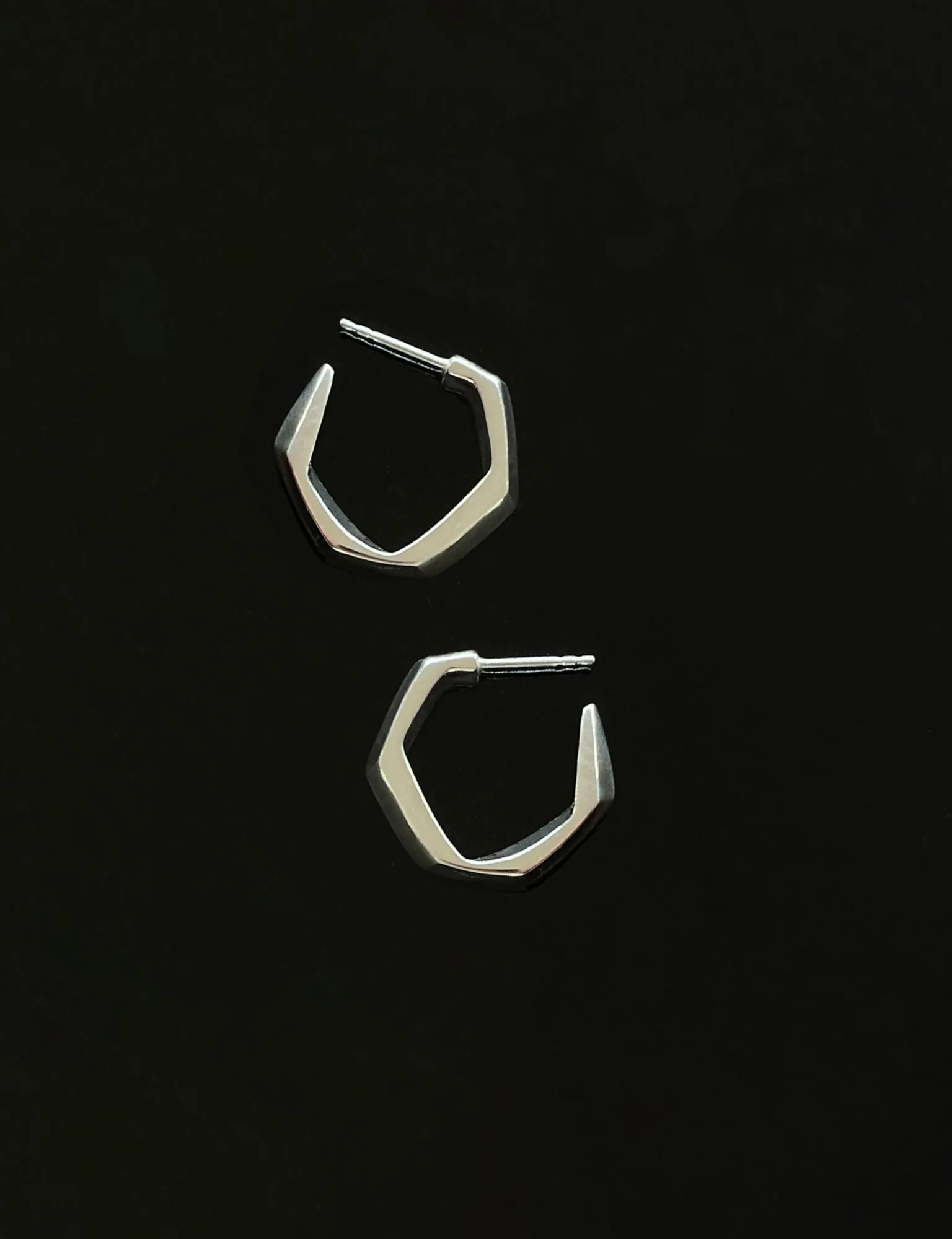 Asymmetric Medium Silver Hoops