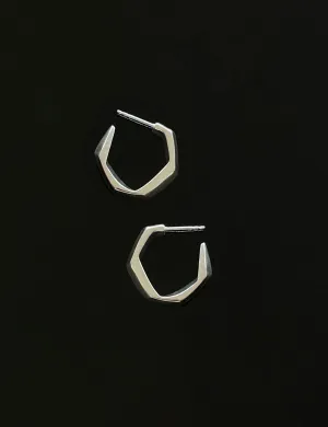 Asymmetric Medium Silver Hoops