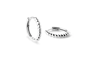 Beaded 14K 10mm White Gold Hoops