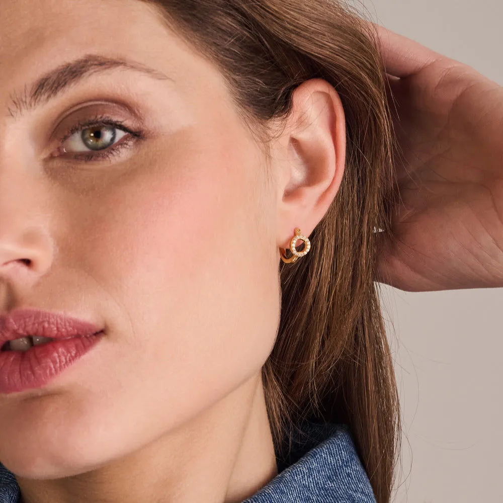 Biella 18K Gold Plated Hoops w. Zirconia