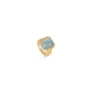 BoHo Medium 18K Gold Ring w. Diamonds & Aquamarine