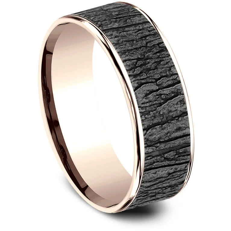 Brook & Branch "The Hazel" 14K Rose Gold & Tantalum Wedding Band
