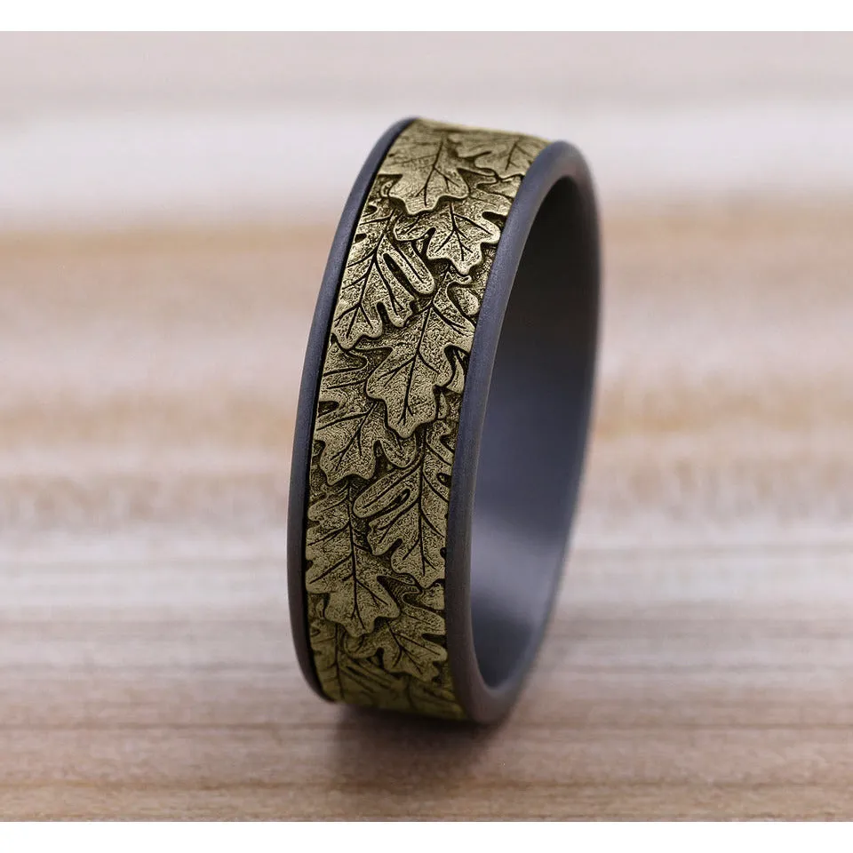 Brook & Branch "The Oak" 14K Yellow Gold & Tantalum Wedding Band
