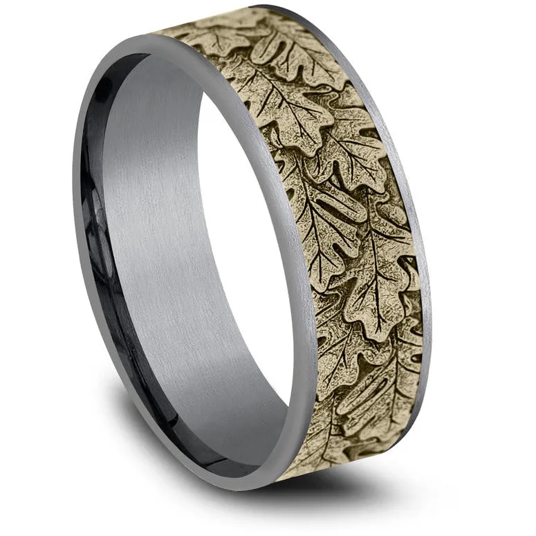 Brook & Branch "The Oak" 14K Yellow Gold & Tantalum Wedding Band