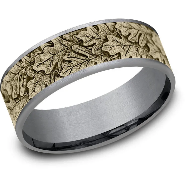 Brook & Branch "The Oak" 14K Yellow Gold & Tantalum Wedding Band