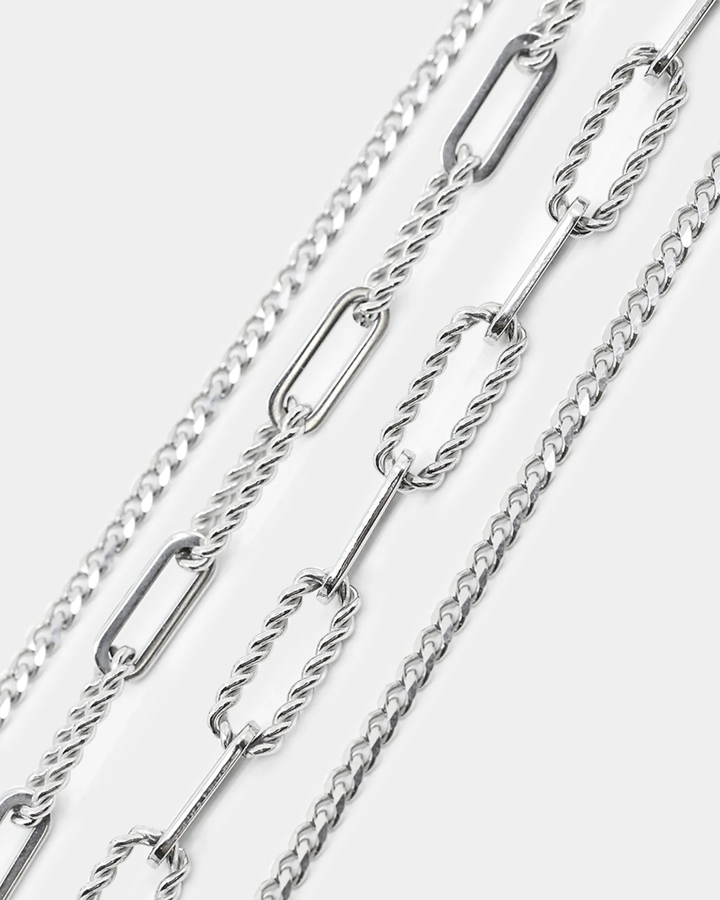 Cable And Diamond Cut Chain Set Stainless Steel