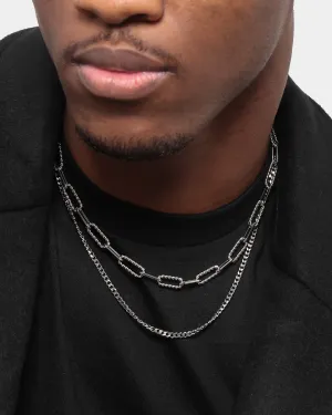 Cable And Diamond Cut Chain Set Stainless Steel
