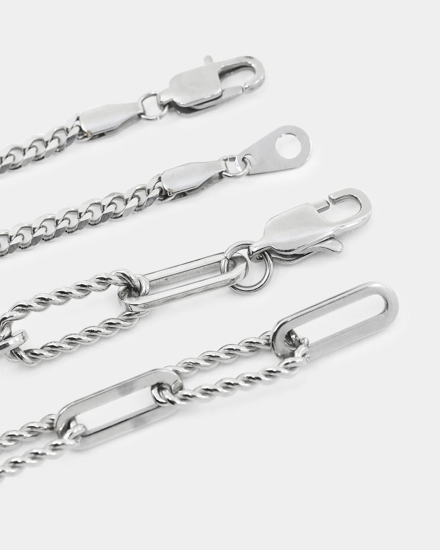 Cable And Diamond Cut Chain Set Stainless Steel