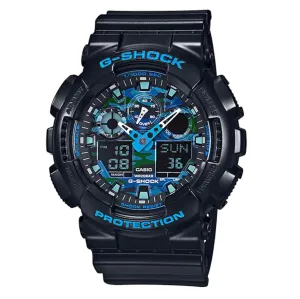 Casio G-Shock Watch Men's Blue Camo GA-100CB-1ADR