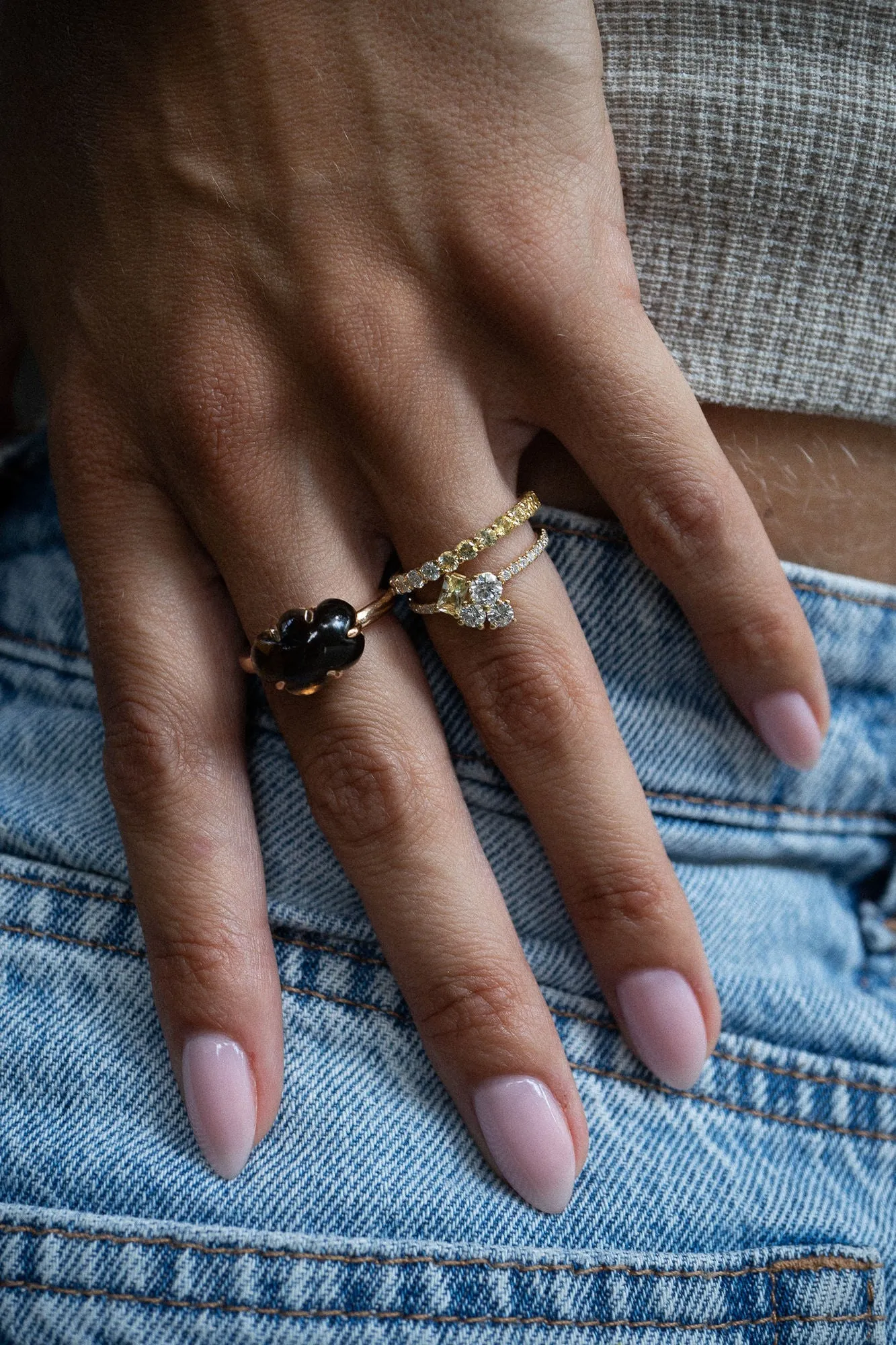 Cloud 18K Rosegold Ring w. Smokey Quartz