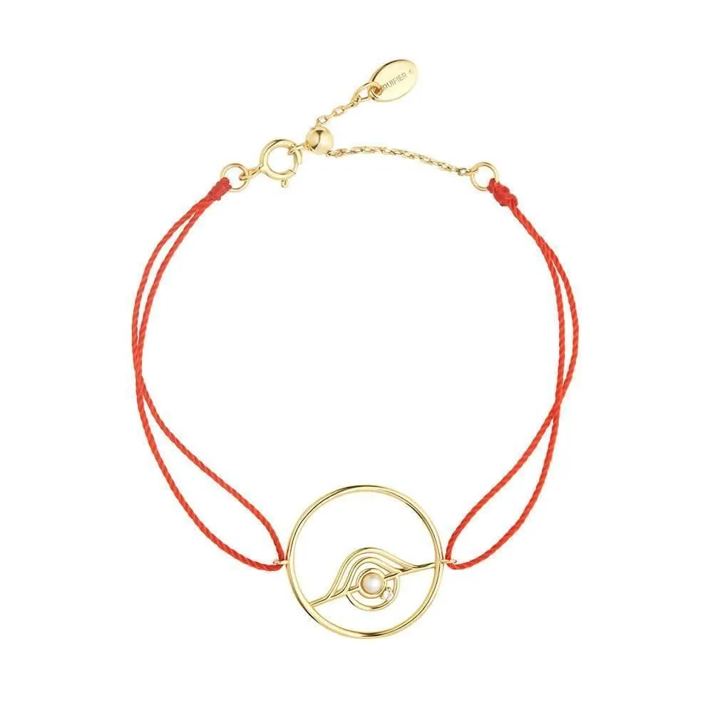 Cosmo Blazar Cord 18K Gold Plated Bracelet w. Pearl & Zirconia