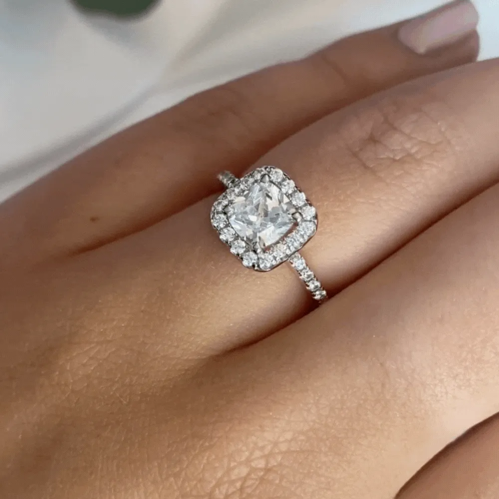 Cushion Cut Halo Ring