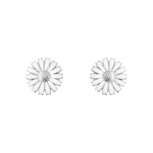 Daisy Silver Studs w. White Enamel