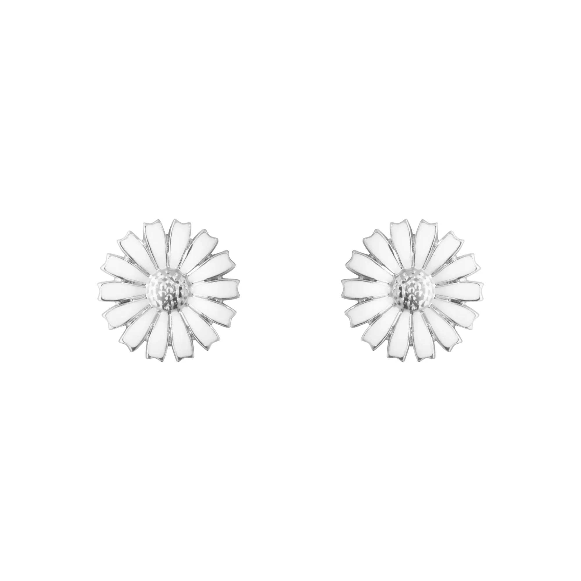 Daisy Silver Studs w. White Enamel