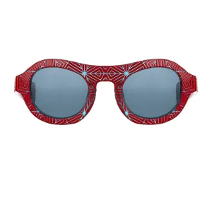 David David Sunglasses Round Red and Dark Blue