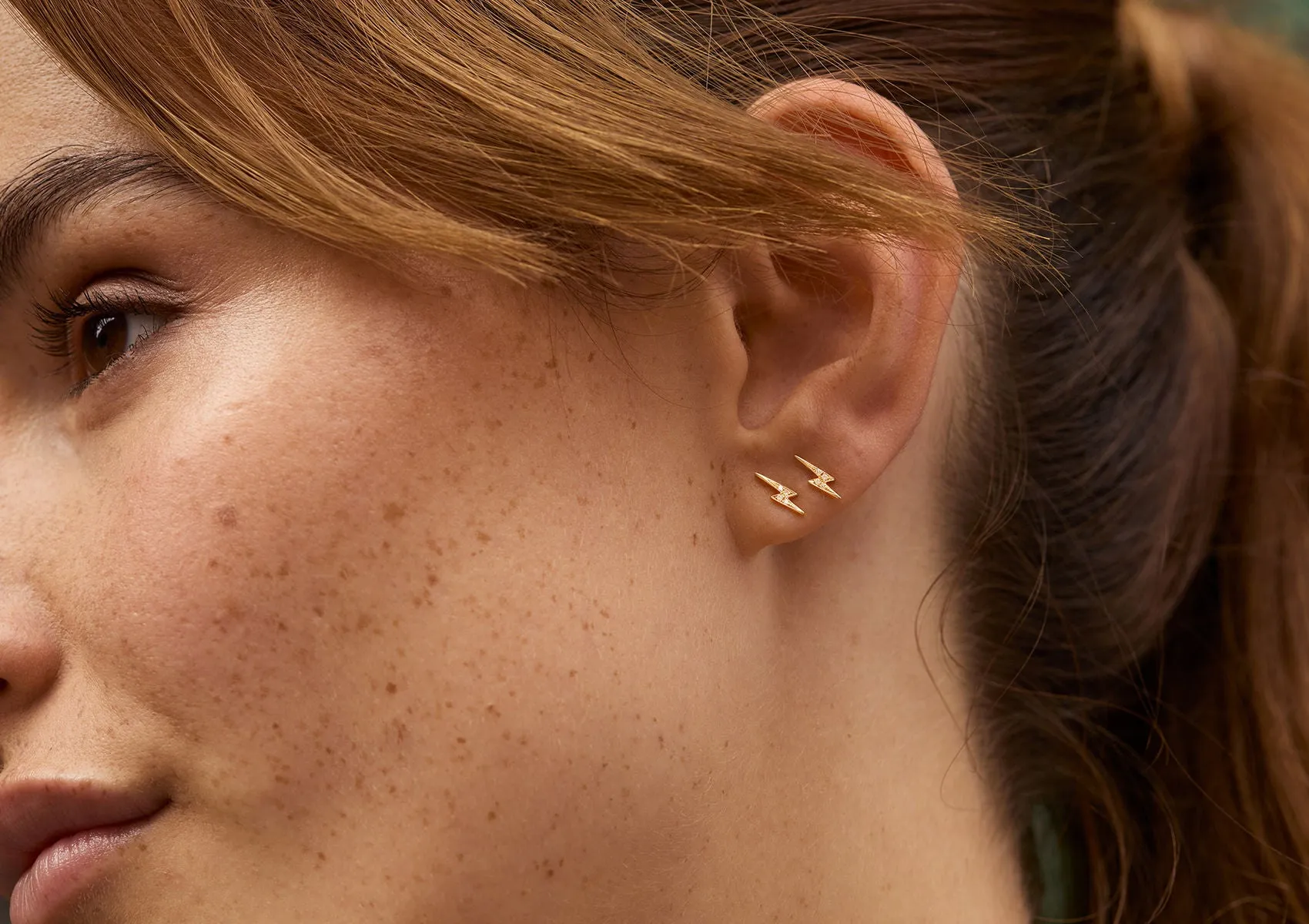 Diamond Lightning 14K Gold Studs